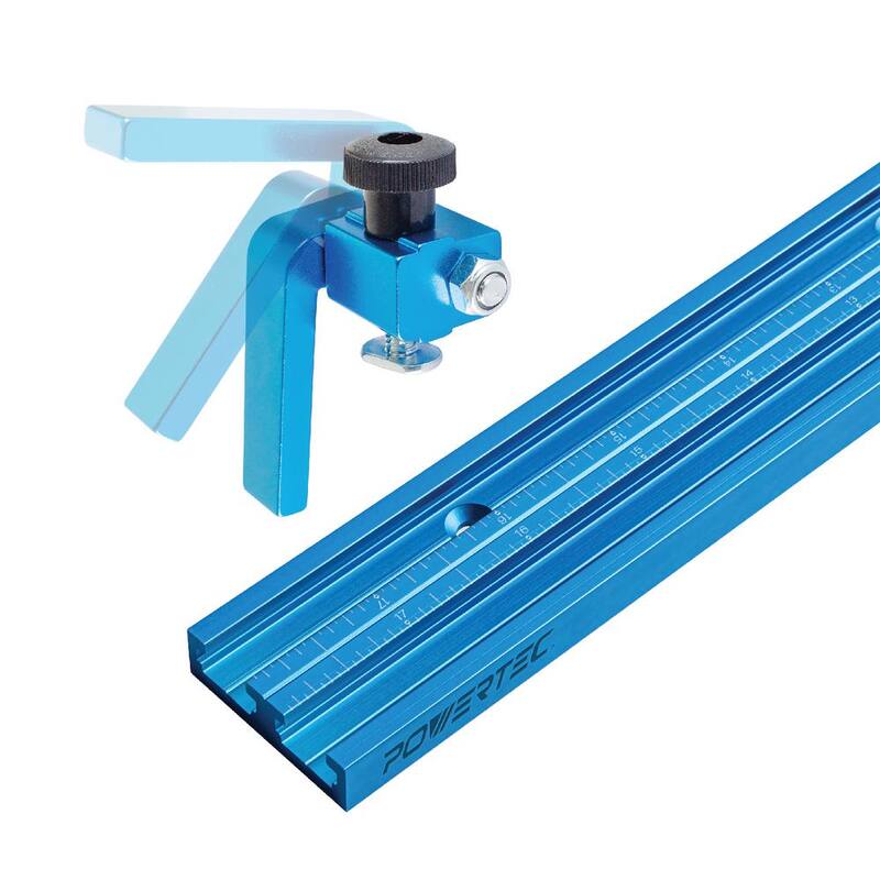 POWERTEC 36 in. Riel en T Universal de Doble Corte con Escala Central Grabada con Láser y Tope Abatible de 3 in. - 71945N