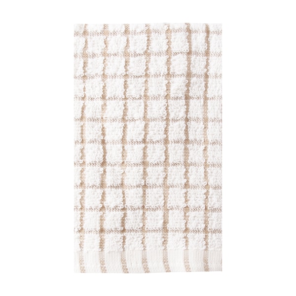 Ritz Classic Check Dish Cloth 100% Cotton Terry Natural/Taupe - 23200