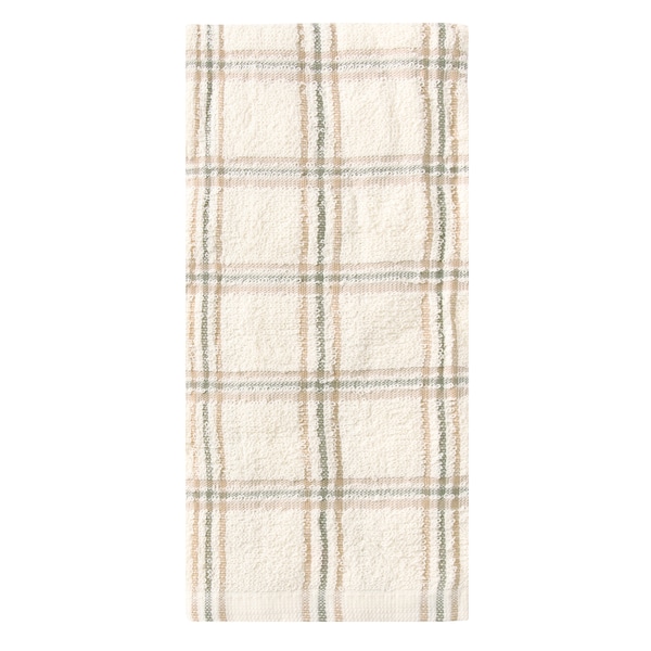 Ritz Concepts Kitchen Towel 100% Cotton Terry Check Natural/Taupe/Pewter - 10400