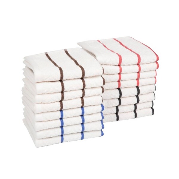 Hastings Home 100-percent Combed Cotton Dish Cloths Absorbent Chevron Weave for Cleaning / Drying (16 Pack-Multi) - 563315YRT