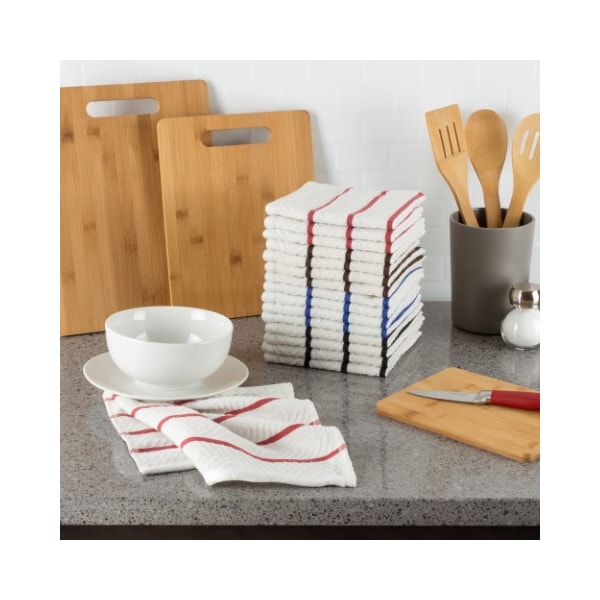 Hastings Home 100-percent Combed Cotton Dish Cloths Absorbent Chevron Weave for Cleaning / Drying (16 Pack-Multi) - 563315YRT