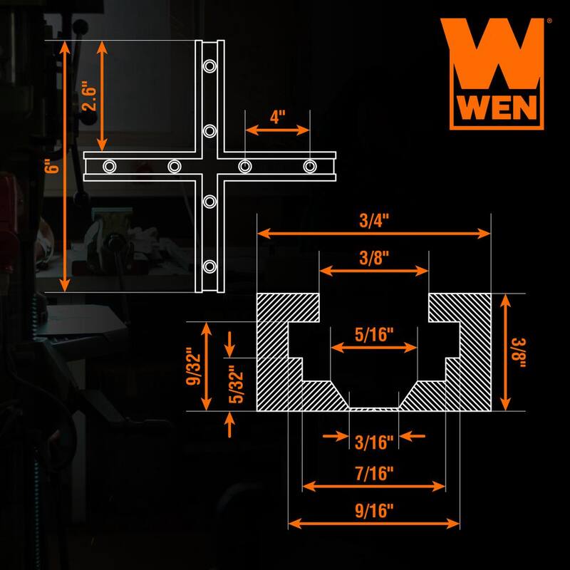 Kit de intersección de riel en T universal de 6 pulgadas para carpintería - WAT001