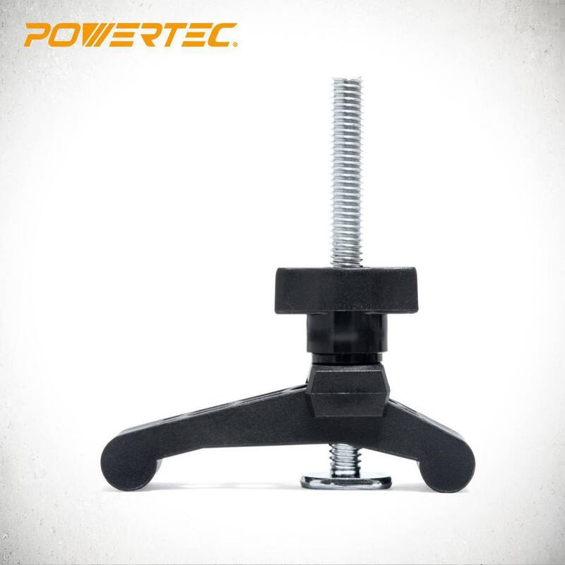 Abrazaderas de sujeción POWERTEC Mini T Track de la serie de carpintería, 3-3/4 pulg. x 3/4 pulg. Abrazaderas de plástico reforzado con pernos en T de acero, (paquete de 8) - 71661-P4