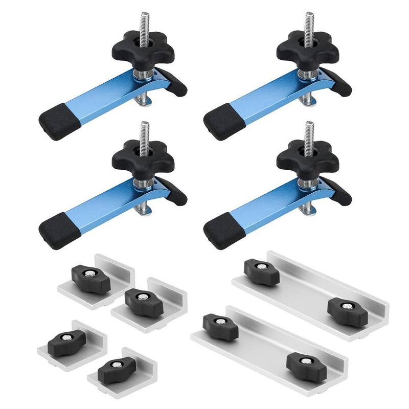 Sujetadores de sujección en T-Track de 5-1/2 pulgadas de largo x 1-1/8 pulgadas de ancho (paquete de 4) con 2 topes largos, 2 topes cortos y 2 topes en línea - 71910N