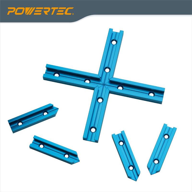 POWERTEC 36 pulgadas. Riel T universal de perfil doble corte con agujeros de montaje pretaladrados y kit de intersección - 71712
