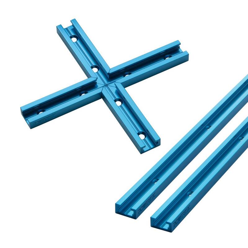 POWERTEC 36 pulgadas. Riel T universal de perfil doble corte con agujeros de montaje pretaladrados y kit de intersección - 71712
