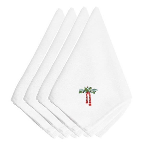 Carolines Treasures Christmas Holly Drape Embroidered Napkins, Set of 4, 4PK - EMBT2408NPKE