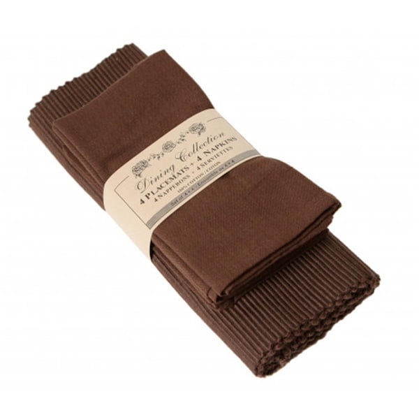 Mr. Mjs Trading 4 Placemats Plus 4 Napkins Set, Chocolate - AG-05314