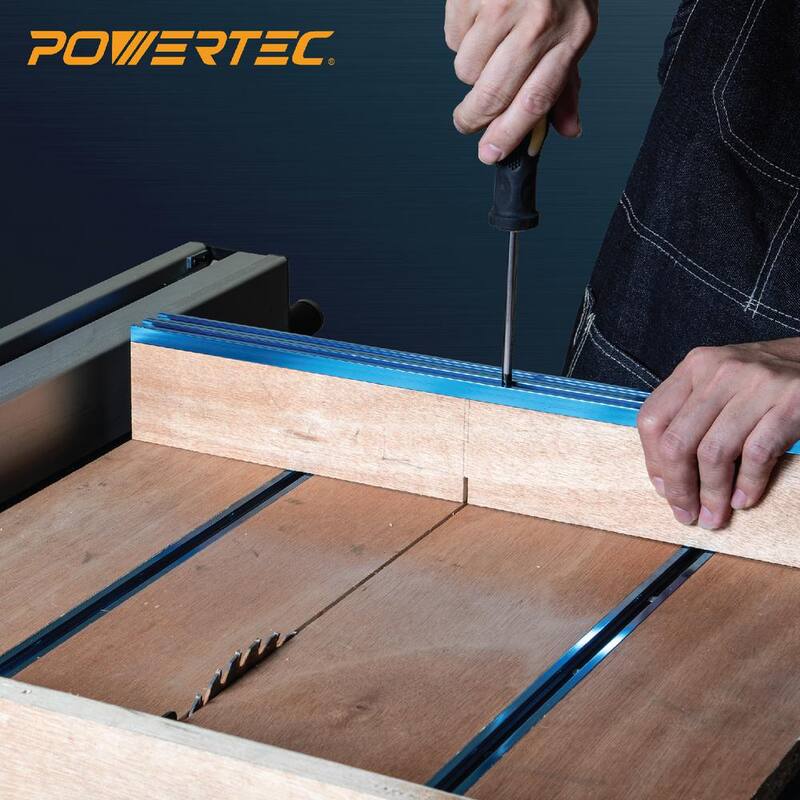 POWERTEC 36 pulgadas. Riel T universal de doble corte con escala grabada con láser doble y parada de cerca de 3 pulgadas - 71947N