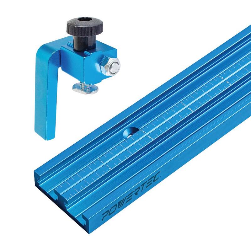 POWERTEC 36 pulgadas. Riel T universal de doble corte con escala grabada con láser doble y parada de cerca de 3 pulgadas - 71947N