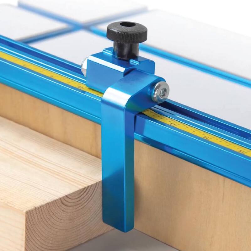 POWERTEC 36 pulgadas. Riel T universal de doble corte con escala grabada con láser doble y parada de cerca de 3 pulgadas - 71947N