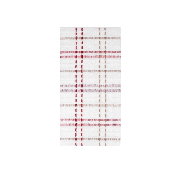 Ritz Royale Check Kitchen Towel 100% Cotton Terry Mocha/Paprika/Red - 13061
