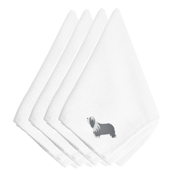 Carolines Treasures Bearded Collie Embroidered Napkins, Set of 4 - BB3417NPKE
