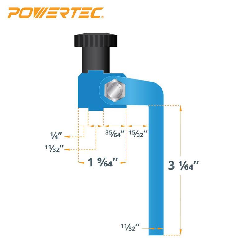 POWERTEC Riel T universal de doble corte de 36 pulgadas con escala grabada con láser dual, tope de cerca de 3 pulgadas y kit de perilla de riel T - 71946N