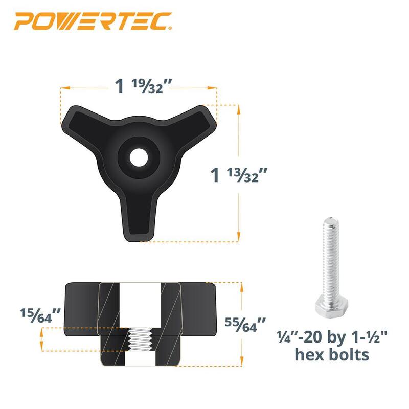 POWERTEC Riel T universal de doble corte de 36 pulgadas con escala grabada con láser dual, tope de cerca de 3 pulgadas y kit de perilla de riel T - 71946N