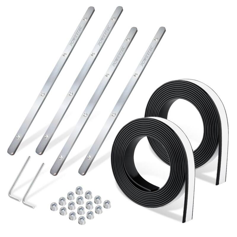 POWERTEC Juego de Conectores de Riel Guía para Sierra Circular para Festool/Makita/DeWalt/Triton (4 piezas) con Tira Protectora contra Astillas de 118 pulgadas (2 piezas) - 72049N