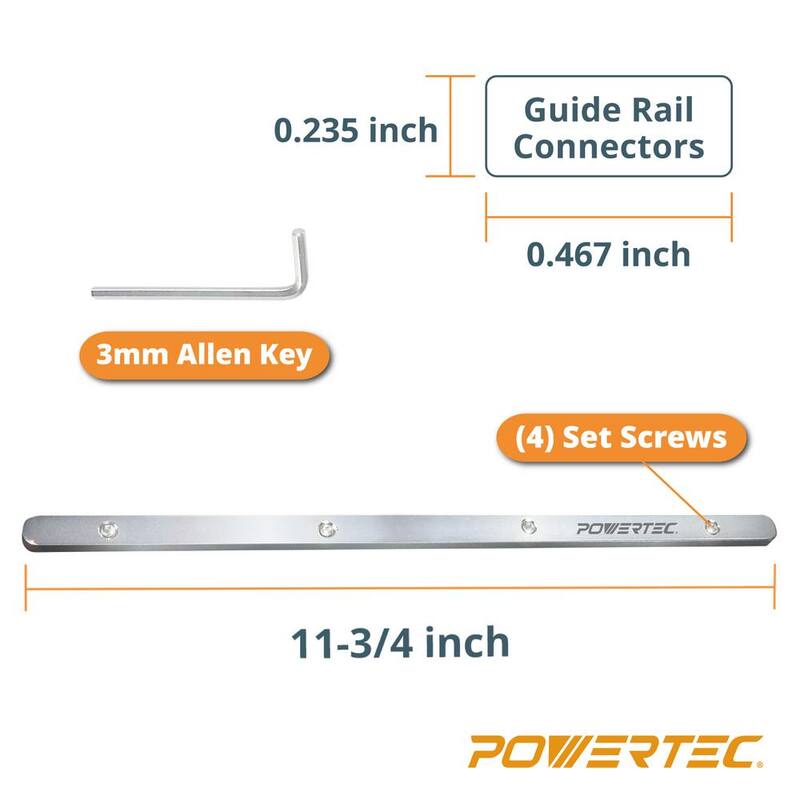 POWERTEC Juego de Conectores de Riel Guía para Sierra Circular para Festool/Makita/DeWalt/Triton (4 piezas) con Tira Protectora contra Astillas de 118 pulgadas (2 piezas) - 72049N