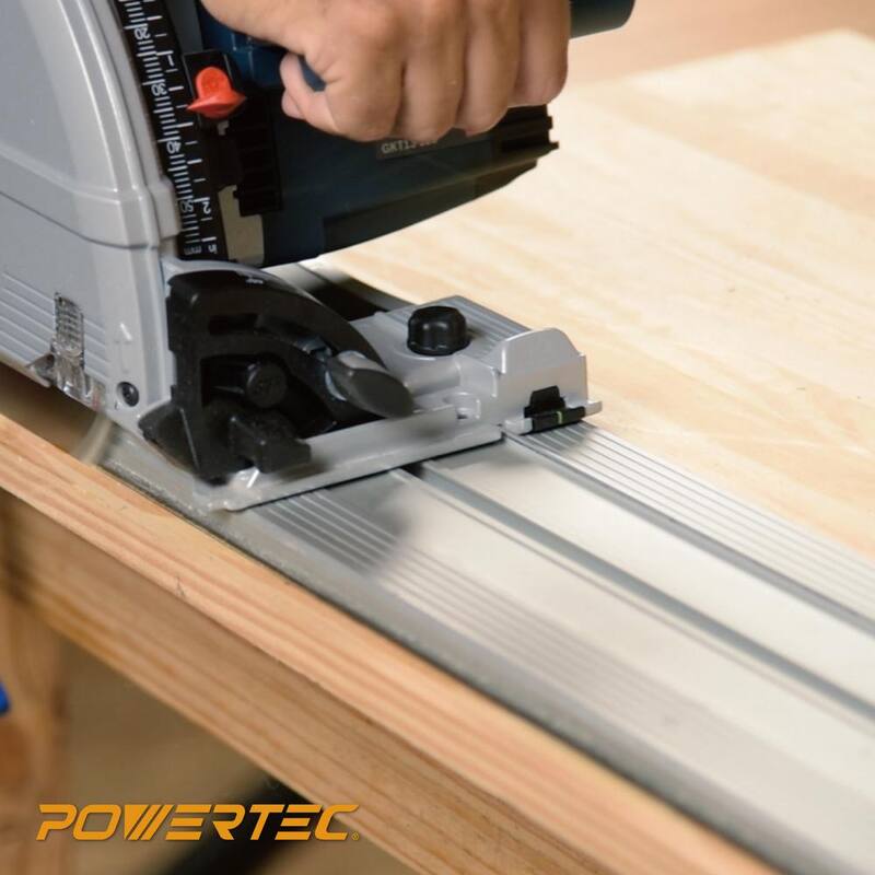 POWERTEC Juego de Conectores de Riel Guía para Sierra Circular para Festool/Makita/DeWalt/Triton (4 piezas) con Tira Protectora contra Astillas de 118 pulgadas (2 piezas) - 72049N
