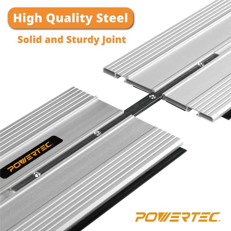 POWERTEC Juego de Conectores de Riel Guía para Sierra Circular para Festool/Makita/DeWalt/Triton (4 piezas) con Tira Protectora contra Astillas de 118 pulgadas (2 piezas) - 72049N