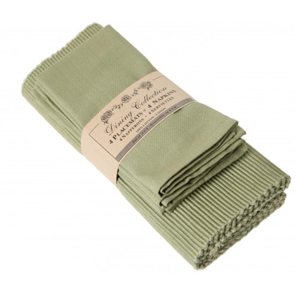 Mr. Mjs Trading 4 Placemats Plus 4 Napkins Set, Sage Green - AG-05319