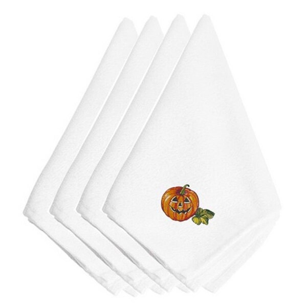 Carolines Treasures Halloween Jack O Lantern Embroidered Napkins, Set of 4 - EMBT3507NPKE