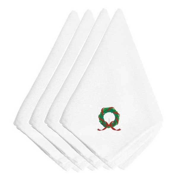 Carolines Treasures Carolines Treasures EMBT2109NPKE Christmas Wreath Embroidered Napkins; Set of 4 - EMBT2109NPKE