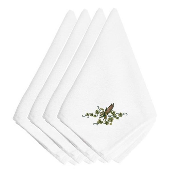 Carolines Treasures Fall Ear of Corn and Ivy Embroidered Napkins, Set of 4 - EMBT3819NPKE