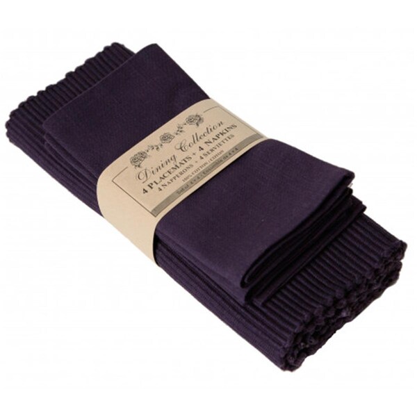Mr. Mjs Trading 4 Placemats Plus 4 Napkins Set, Purple Dark - AG-05325