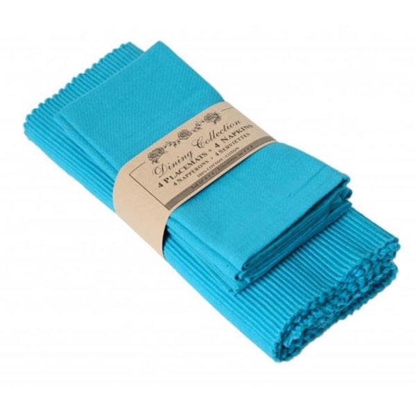 Mr. Mjs Trading Mr. MJs Trading AG-05328 4 Placemats Plus 4 Napkins Set; Turquoise blue - AG-05328