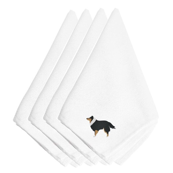 Jensendistributionservices Sheltie & Shetland Sheepdog Embroidered Napkins, Set of 4 - MI2550718