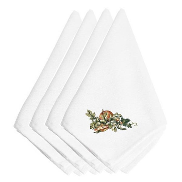 Carolines Treasures Thanksgiving Oak Bounty Embroidered Napkins, Set of 4 - EMBT3008NPKE