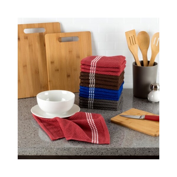 Hastings Home 100-percent Combed Cotton Dish Cloths Absorbent Popcorn Weave for Cleaning / Drying (16 Pack-Multi) - 804816XMA