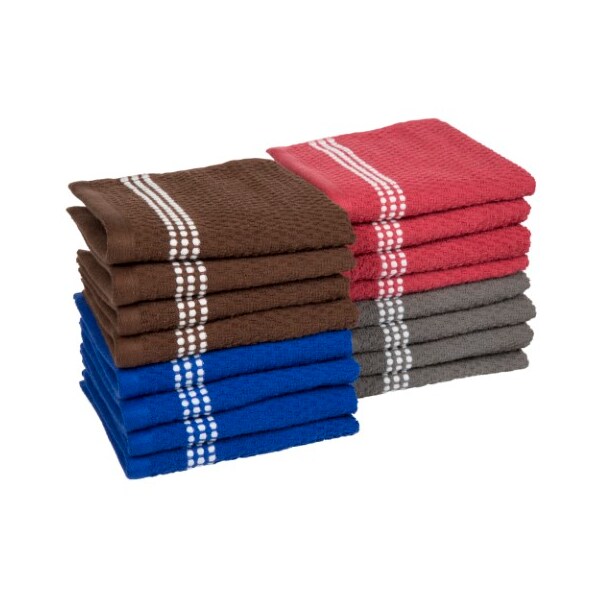 Hastings Home 100-percent Combed Cotton Dish Cloths Absorbent Popcorn Weave for Cleaning / Drying (16 Pack-Multi) - 804816XMA