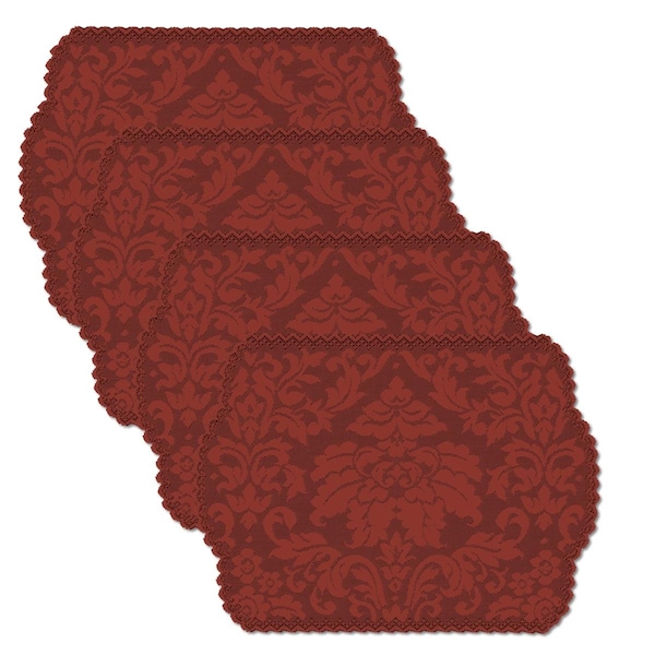 Heritage Lace 14 x 20 in. Heritage Damask Placemats, Red - Set of 4 - HD-1420RD-S