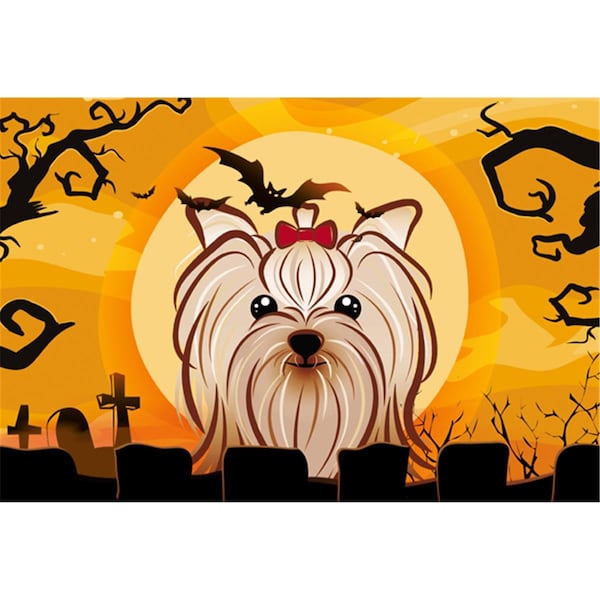 Carolines Treasures Halloween Yorkie Yorkishire Terrier Fabric Placemat - BB1762PLMT