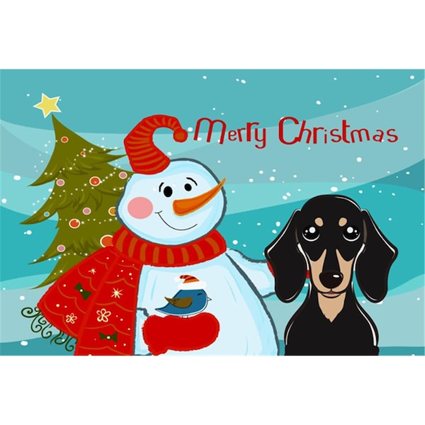 Carolines Treasures Snowman With Smooth Black And Tan Dachshund Fabric Placemat - BB1835PLMT