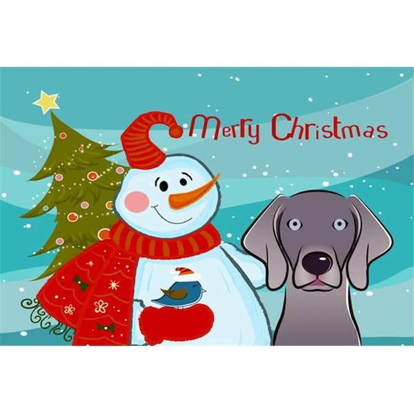 Carolines Treasures Carolines Treasures BB1851PLMT Snowman With Weimaraner Fabric Placemat - BB1851PLMT
