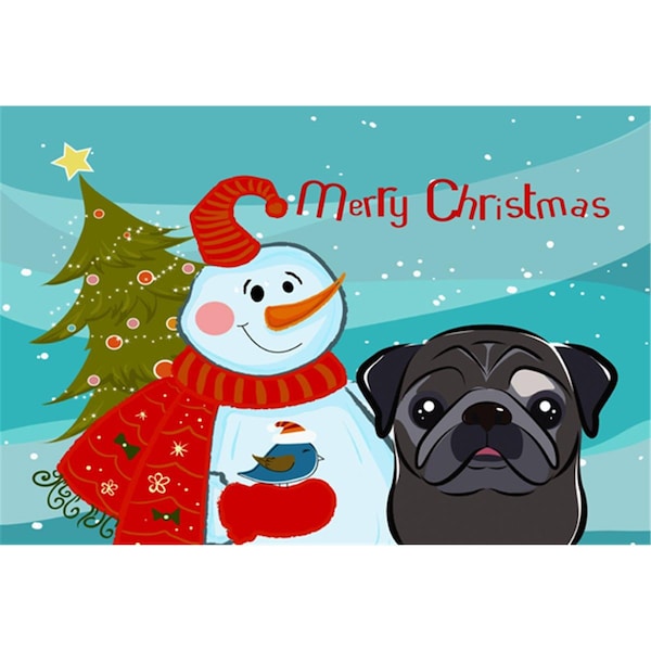 Carolines Treasures Snowman With Black Pug Fabric Placemat - BB1883PLMT