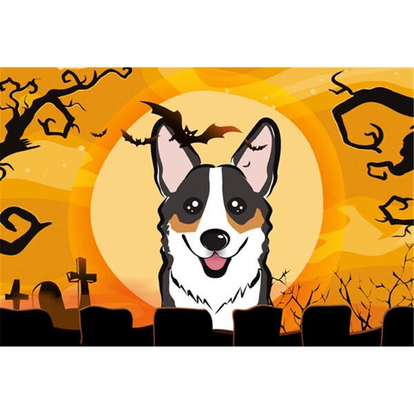 Carolines Treasures Halloween Tricolor Corgi Fabric Placemat - BB1813PLMT