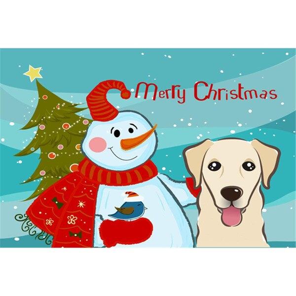 Carolines Treasures Snowman With Golden Retriever Fabric Placemat - BB1872PLMT