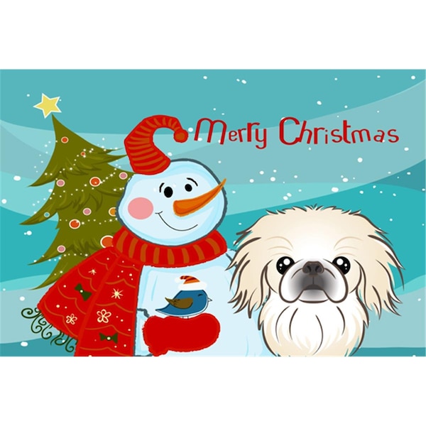 Carolines Treasures Snowman With Pekingese Fabric Placemat - BB1841PLMT