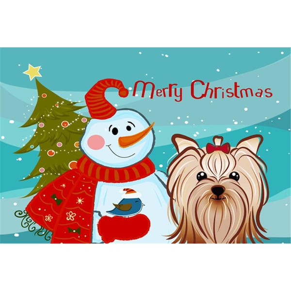 Carolines Treasures Snowman With Yorkie Yorkishire Terrier Fabric Placemat - BB1824PLMT