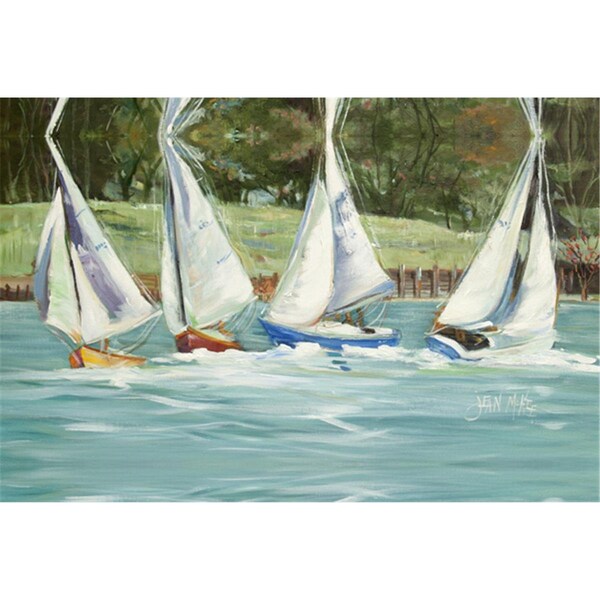 Carolines Treasures Sailboats On The Bay Fabric Placemat - JMK1035PLMT