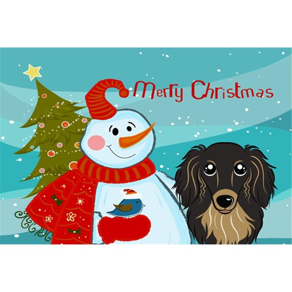 Carolines Treasures Snowman With Longhair Black And Tan Dachshund Fabric Placemat - BB1833PLMT