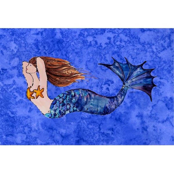 Carolines Treasures Carolines Treasures 8725PLMT Brunette Mermaid On Blue Fabric Placemat - 8725PLMT