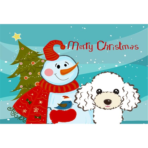 Carolines Treasures Snowman With White Poodle Fabric Placemat - BB1877PLMT