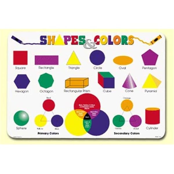 Painless Learning Painless Learning SHA-1 Shapes & Colors Placemat - Pack of 4 - Pack of 4 - SHA-1