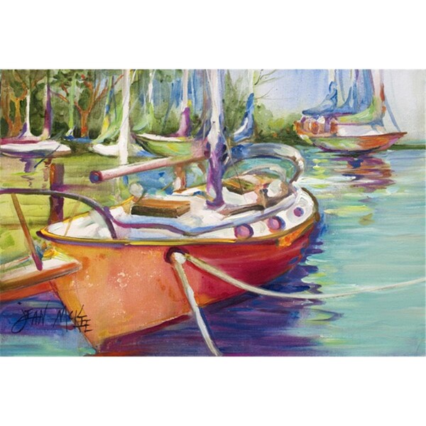 Carolines Treasures Red Sailboat Fabric Placemat - JMK1028PLMT
