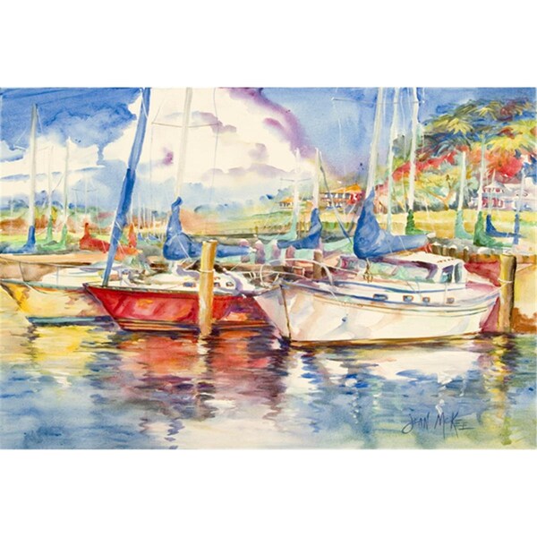 Carolines Treasures Three Boats Sailboats Fabric Placemat - JMK1034PLMT