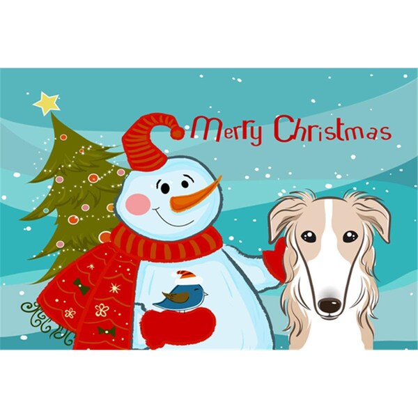Carolines Treasures Snowman With Borzoi Fabric Placemat - BB1848PLMT